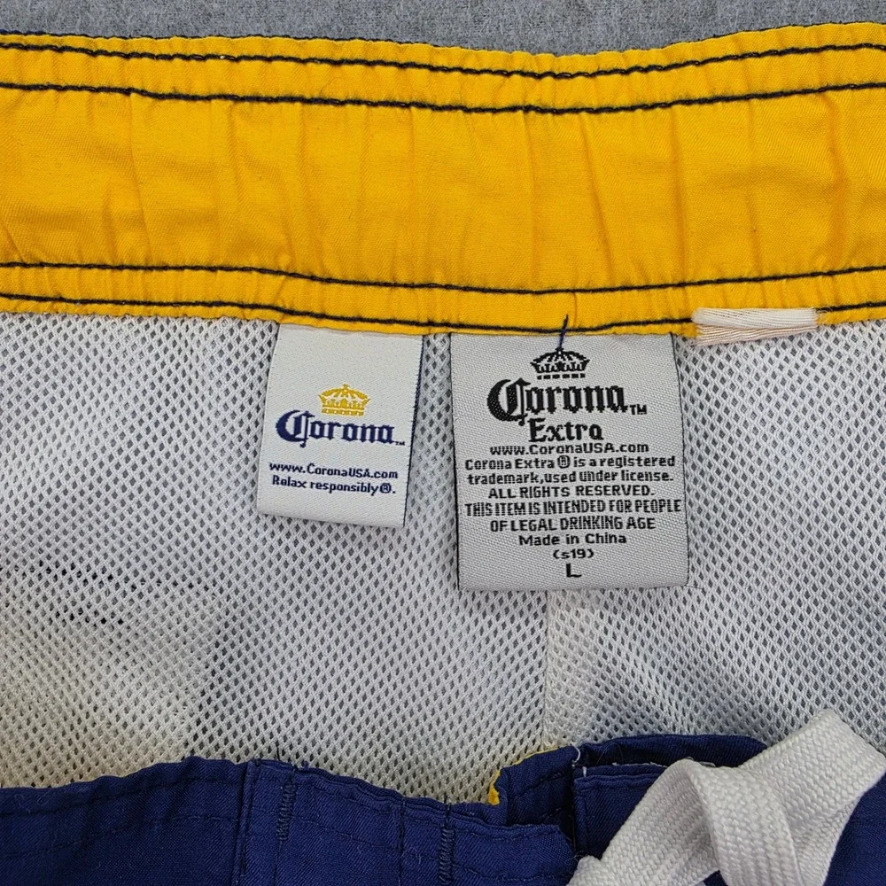 Corona Extra Tropical Palm Tree Beach Swim Trunks Men's Size‎ Large Board Shorts